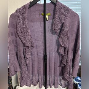 Sigrid Olsen Lavender Ruffled Cardigan